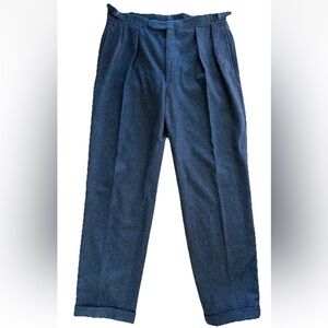 VTG Polo Ralph Lauren Grey Wool Flannel Dress Pants 35x33 Adjustable Waist
